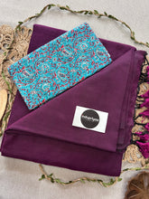 Wine Handloom Cotton Saree With Sky Print Blouse